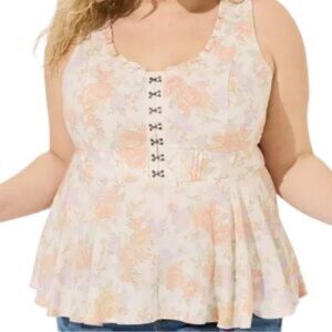TORRID 'Lush Floral Dew' Babydoll Challis Corset Tank Top / Plus Size 00